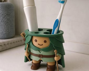 Ranger Leaf Cloak Toothbrush Holder - Hand Painted 3D Printed Fantasy Bathroom Organizer