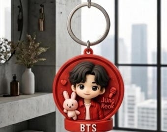 BTS 3D Printed Figures, K-pop Miniature Collectibles, Custom BTS Member Desk Decor, Unique Bangtan Boys Fan Gift, bt21 bts 3d keychains