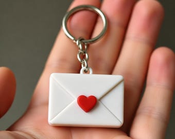 Miniature Envelope Charm Keychain, Hand-Painted Letter Token, Tiny Post Accessory, One Small Mail Keepsake for Keys or Bag
