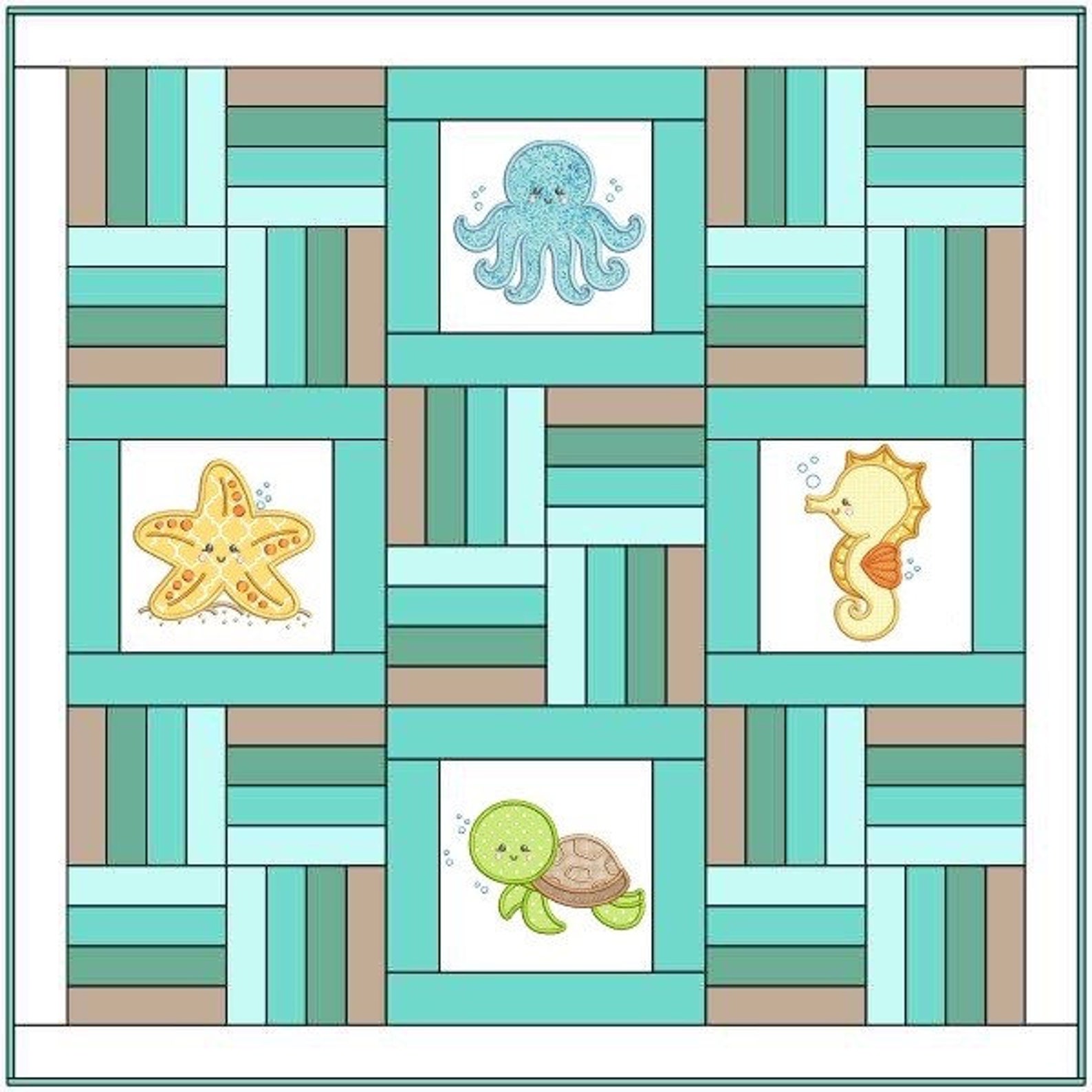 Rail Fence Applique, Printable PDF Quilt Pattern, Baby Crib Size, for ...