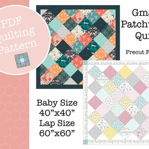 Gma&#39;s Patchwork Quilt Pattern PDF Instant Download Beginner Friendly Baby / Lap Size. Great for Precuts. Easy Printable Pattern.