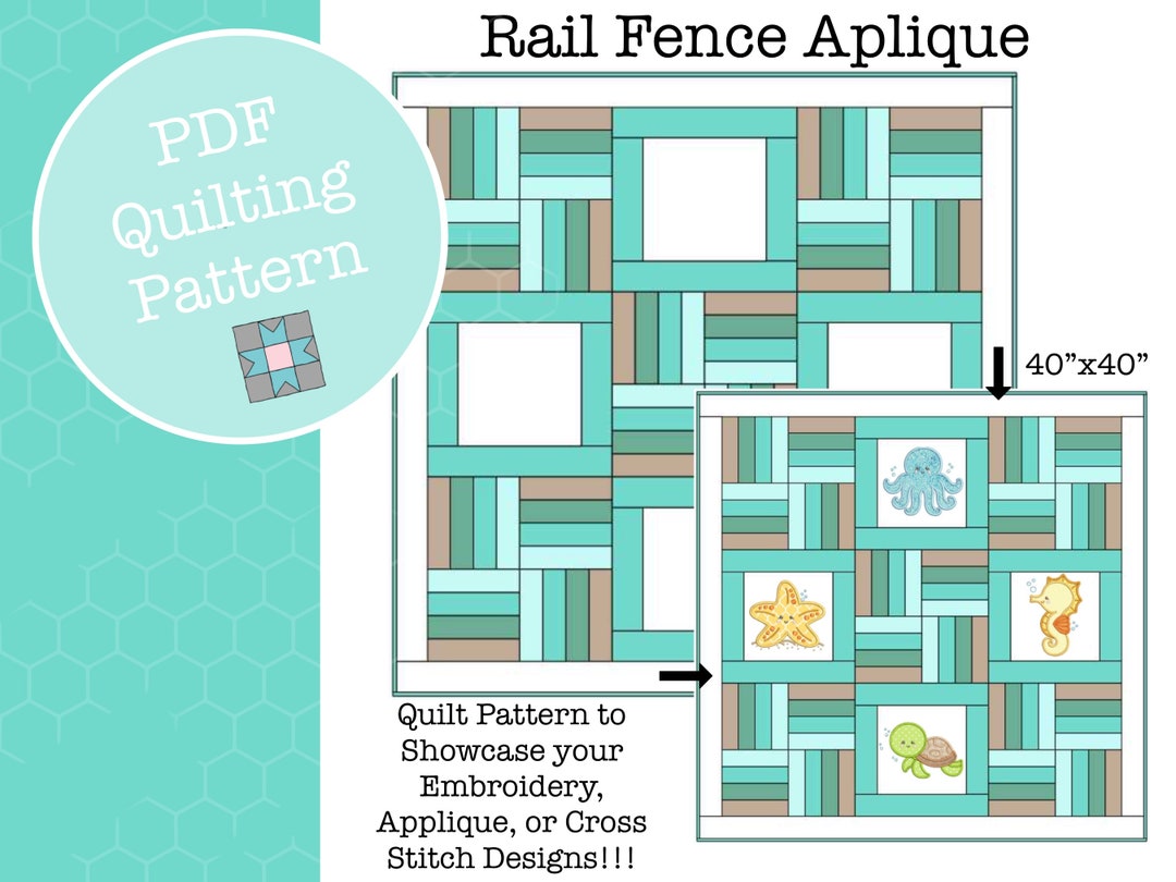 Rail Fence Applique, Printable PDF Quilt Pattern, Baby Crib Size, for ...