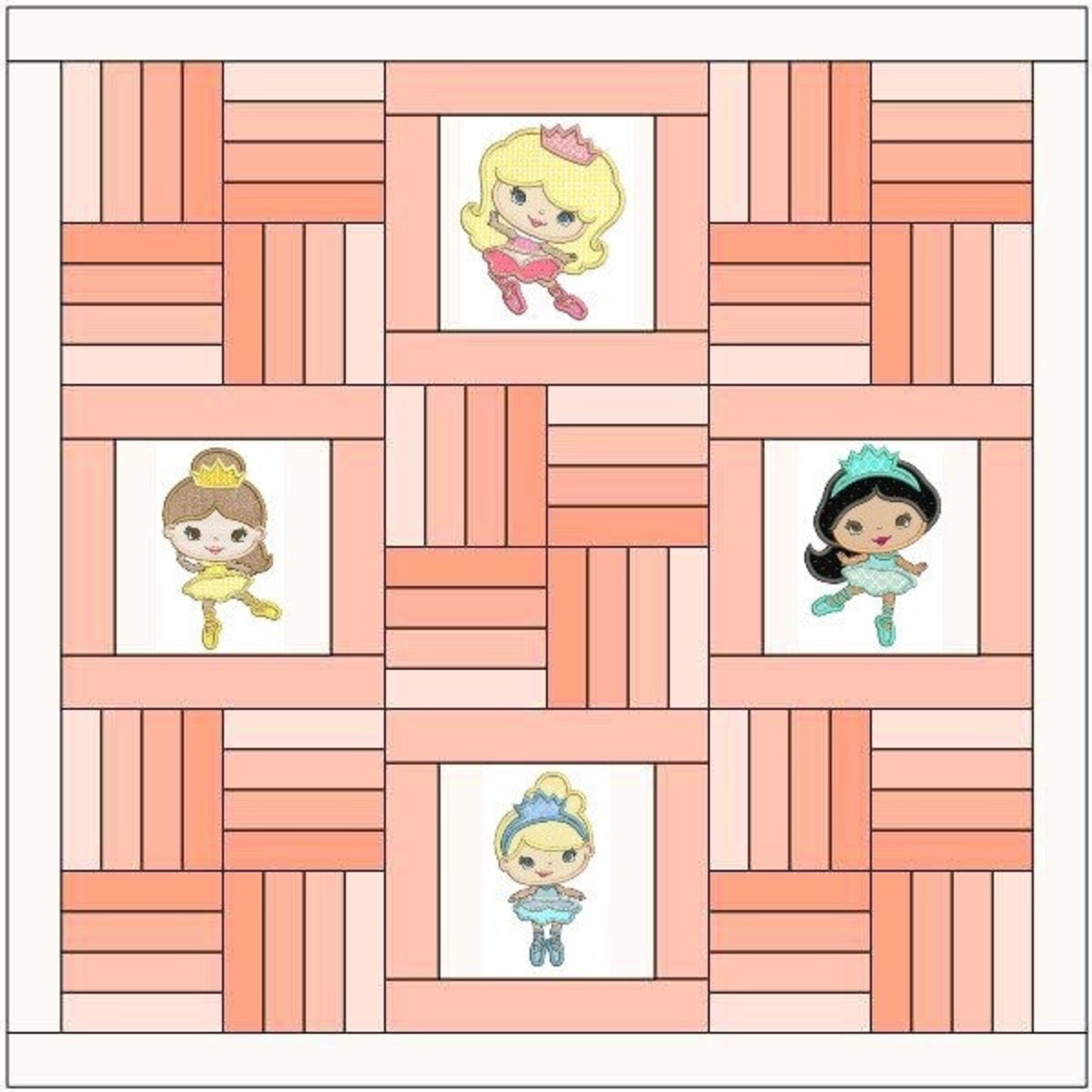 Rail Fence Applique, Printable PDF Quilt Pattern, Baby Crib Size, for ...