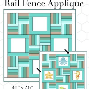 Rail Fence Applique, Printable PDF Quilt Pattern, Baby Crib Size, for ...