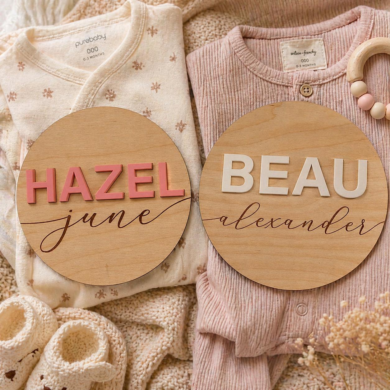 Baby Name Rounds Personalized Baby Name Plaque, Custom Wooden Name, Nursery Name Disc ...