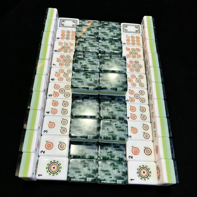 Malachite Jade American Mahjong | 4-Layer Tiles | 160 NMJL Game | Chinoiserie Decor image 6