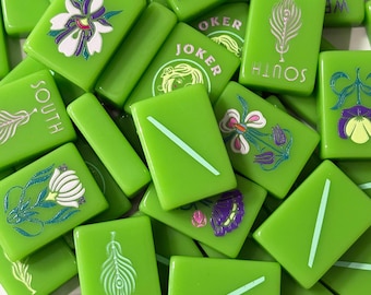 Preppy Green American Mahjong / Botanical Garden Custom Tiles / 160 NMJL Game