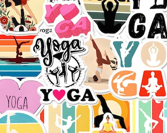 50 Yoga Stickers, Mindfulness Meditation Vinyl Decals for Water Bottle, Workout Planner & Laptop, Fitness Wellness Yoga Teacher Gift