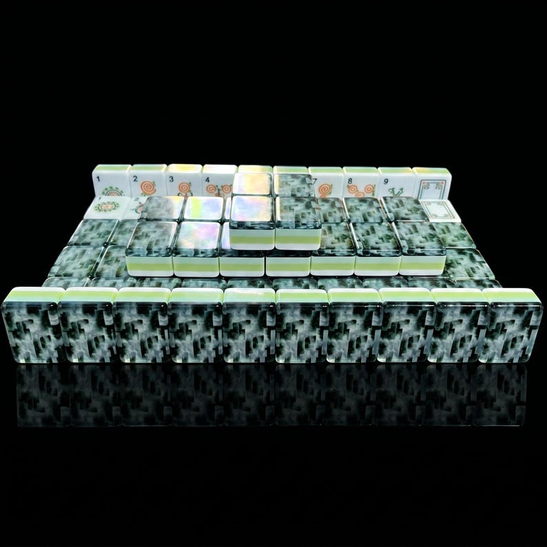 Malachite Jade American Mahjong | 4-Layer Tiles | 160 NMJL Game | Chinoiserie Decor image 5