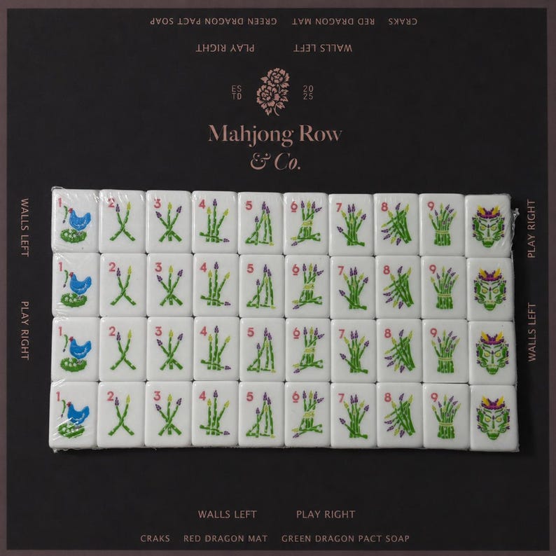 Culinary American Mahjong | Foodie Custom Tiles | Lemon Asparagus Art | Dinner Party Decor & Chef Hostess Gift image 7