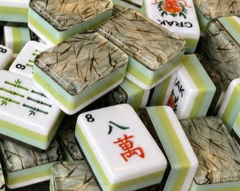 Botanical American Mahjong | Embedded Wildgrass & Tri-Color Tiles | 160 NMJL Game