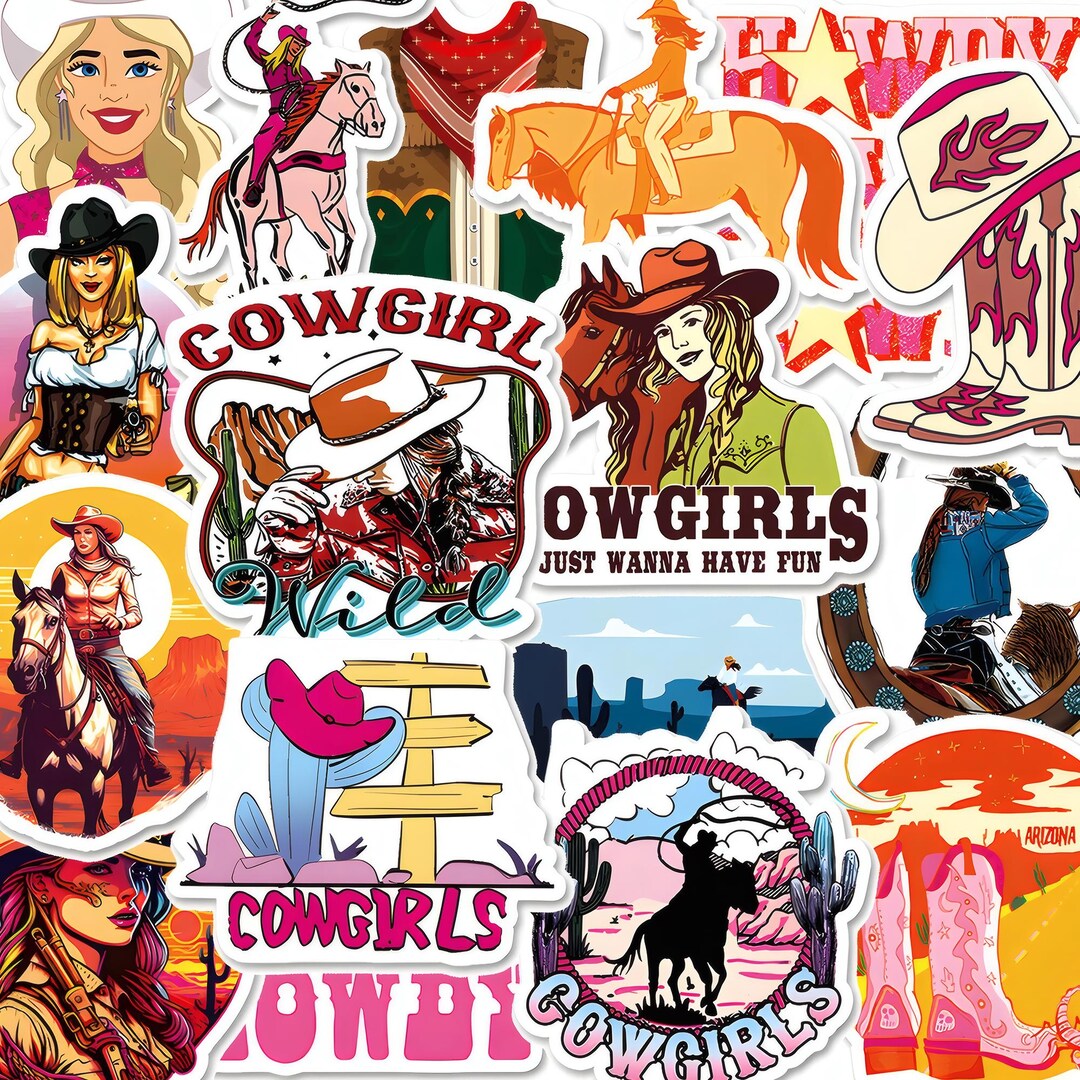 Pink Rodeo Decals 50 Pink Cowgirl Stickers, Cute Western Rodeo Vinyl Decals for Water ...
