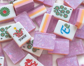 Iridescent American Mahjong | Purple & Orange Options | Tri-Color Tiles 160 NMJL Game | Crushed Pearl Back