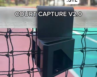CourtCapture V2: Easy Net Phone Holder for Tennis, Pickleball, Padel (STL File)
