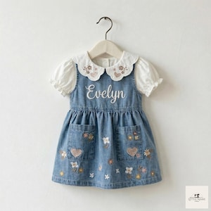 baby girl denim dress with long sleeve white shirt underneath Girls Long Sleeve Undershirt White by Classic Whimsy - Girls Shirts