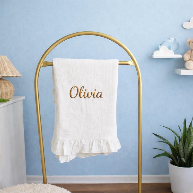 Couverture Personnalisée Bébé Coton Tricoté Avec Nom Brodé - Cadeau Naissance Doux