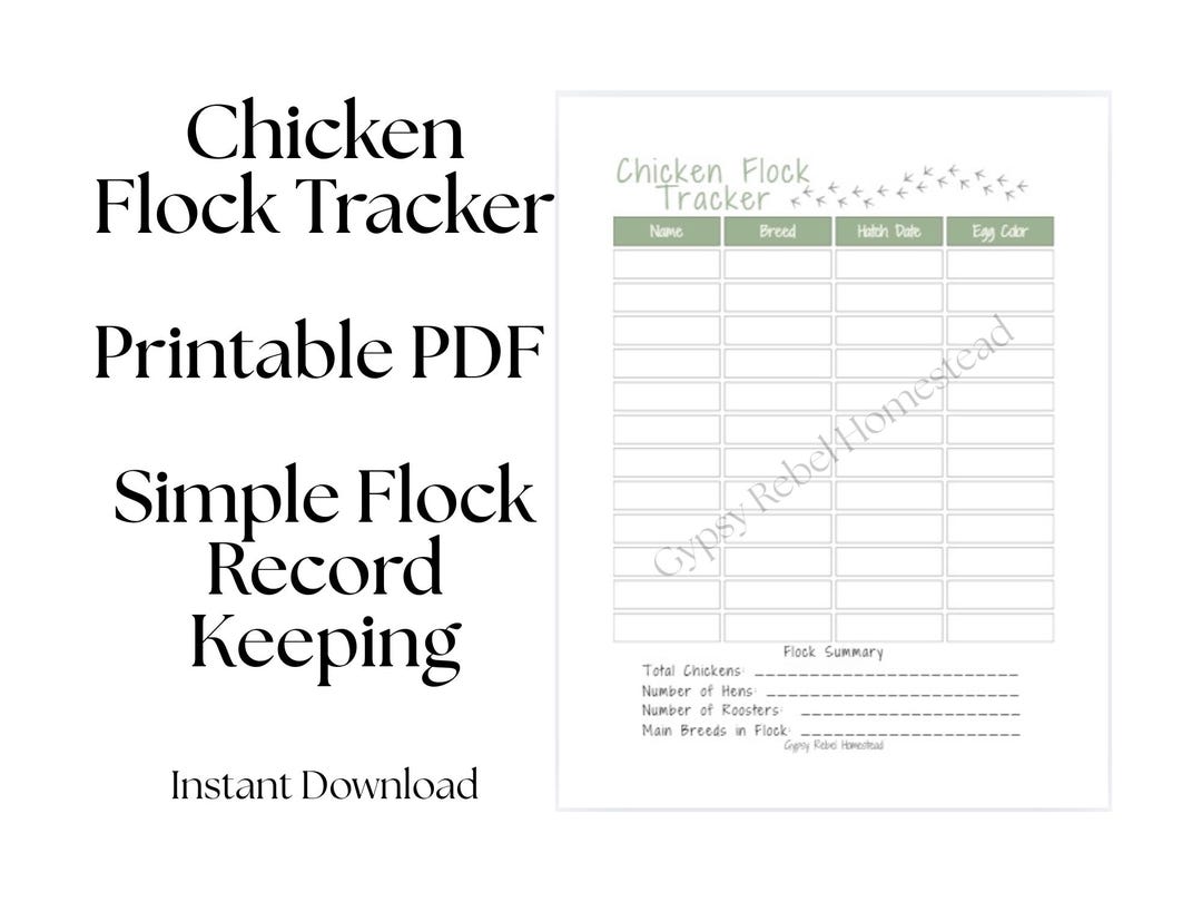 Chicken Flock Tracker | Backyard Chicken Inventory Log (PDF) - Etsy
