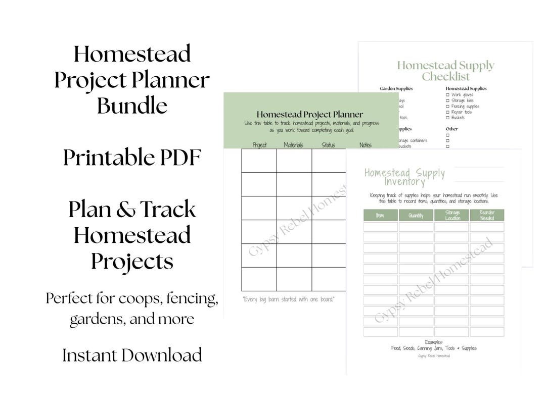 Homestead Project Planner Bundle | Homestead Supply Checklist ...