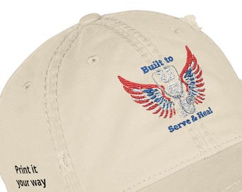 Gebaut um zu dienen & zu heilen Leder Patch Cap - USA Stethoskop Krankenschwester Hut