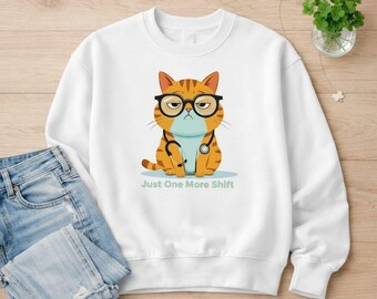Lustiges Katzen - Krankenschwester-Sweatshirt - Krankenschwester Humor Geschenk - Studenten Krankenschwester Pfirsich Pullover - Krankenschwester Humor