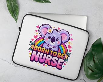 Kawaii Krankenschwester Laptop Tasche | Born to be Nurse Koala Rainbow Hülle