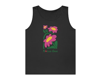 Krankenschwester Liebe Blumen Tank Top | Handgezeichnete Kunst, Unisex-Gesundheitsbekleidung