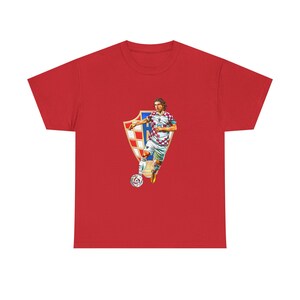 Croatian Player Soccer Shirt, Graphic Tee, Unisex Heavy Cotton T-Shirt, Retro Style Gift image 8