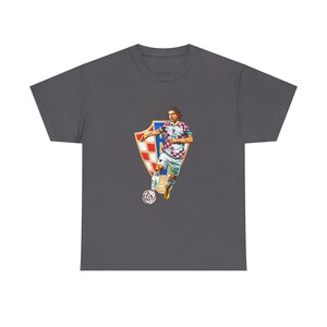 Croatian Player Soccer Shirt, Graphic Tee, Unisex Heavy Cotton T-Shirt, Retro Style Gift image 5