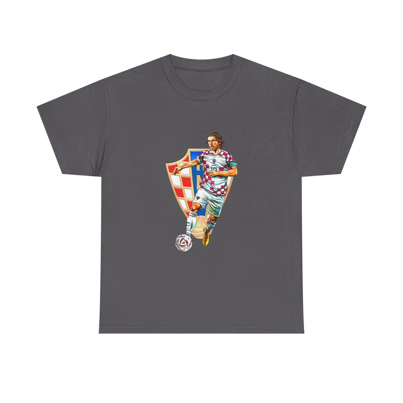 Croatian Player Soccer Shirt, Graphic Tee, Unisex Heavy Cotton T-Shirt, Retro Style Gift image 5