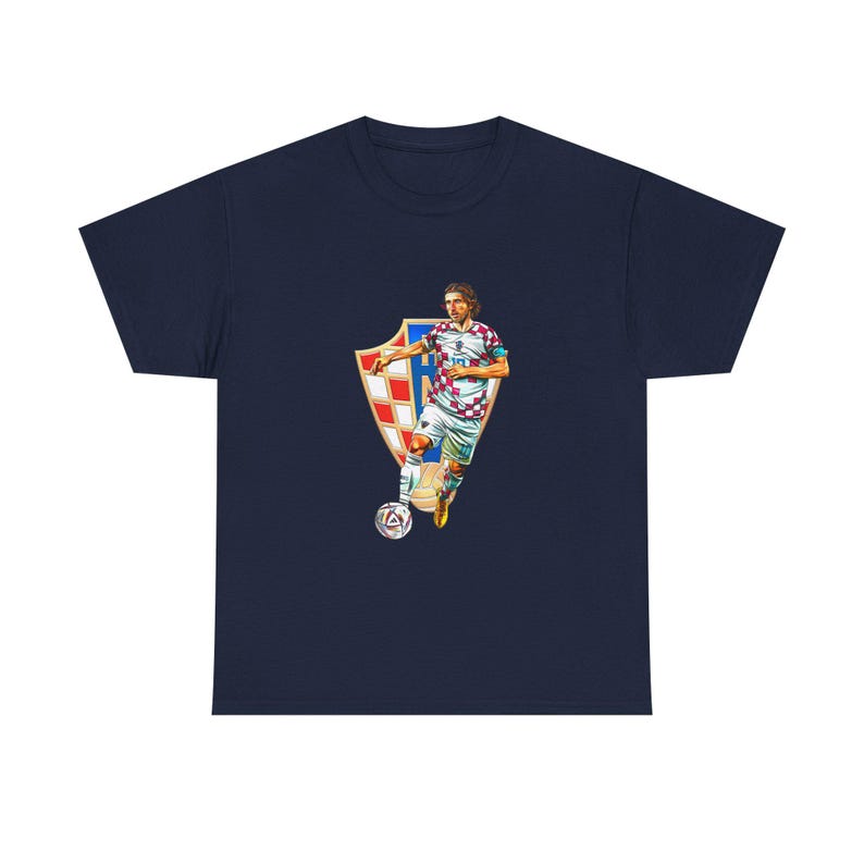 Croatian Player Soccer Shirt, Graphic Tee, Unisex Heavy Cotton T-Shirt, Retro Style Gift image 7