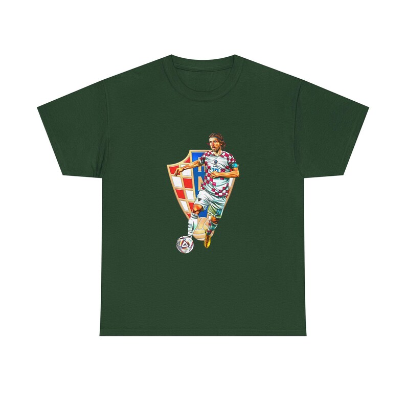 Croatian Player Soccer Shirt, Graphic Tee, Unisex Heavy Cotton T-Shirt, Retro Style Gift image 4