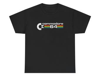 Camiseta con logo retro de Commodore 64, camiseta estampada, camiseta unisex de algodón grueso, regalo de estilo retro.