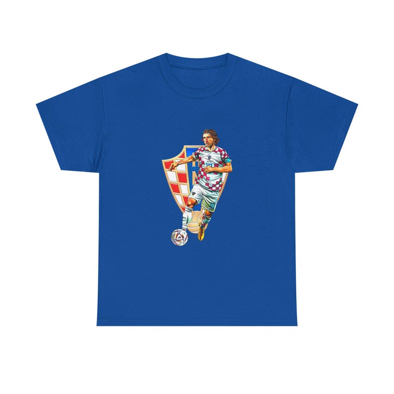 Croatian Player Soccer Shirt, Graphic Tee, Unisex Heavy Cotton T-Shirt, Retro Style Gift image 6