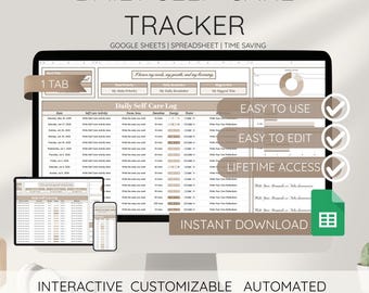 Self Care Tracker Google Sheets Spreadsheet Daily Wellness Log Automated Self Care Planner Wellness Habit Tracker Personal Growth Template