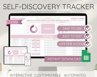 Personal Profile and Self Discovery Google Sheets Spreadsheet Identity Journal Core Values Map Automated Life Assessment Mindset Alignment