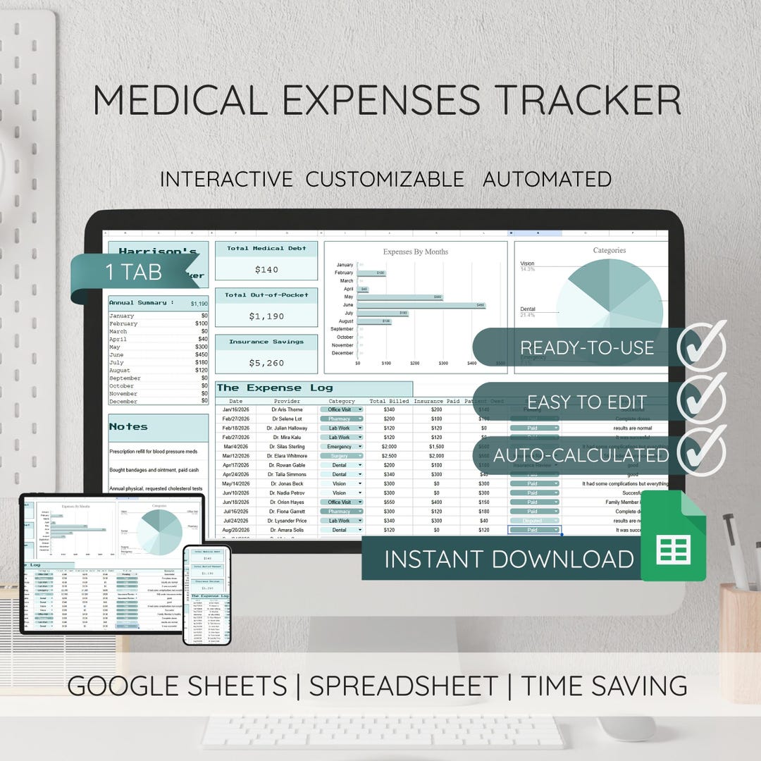 Medical Expenses Tracker Spreadsheet Google Sheets Debt Calculator ...
