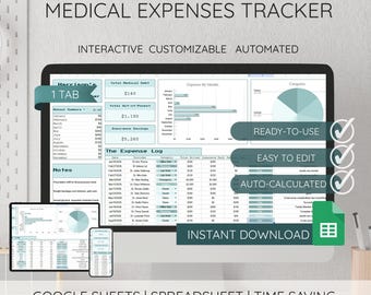 Planilha de controle de despesas médicas no Google Sheets, calculadora de dívidas, registro mensal de gastos com saúde e cobertura de seguro saúde.