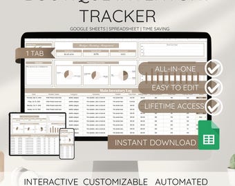 Planilha do Google para Controle de Estoque de Boutique, Registro de Estoque para Pequenas Empresas, Modelo para Gerente de Produto, Modelo Automatizado de Vendas e Receita