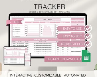 Bakery Order Tracker Google Sheets Spreadsheet Small Business Cake Order Log Automated Bakery Schedule Template Home Baker Delivery Sheet