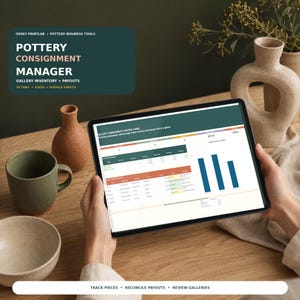 Pottery Consignment Tracker, Gallery Inventory & Payout Manager, Excel Spreadsheet