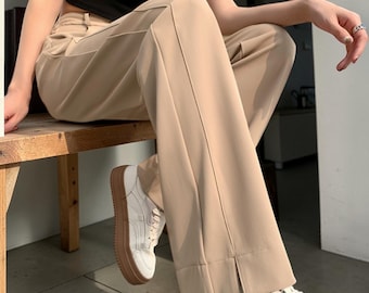 Wide Leg Trousers Women: High Waist Straight Fit Smart Casual Pants
