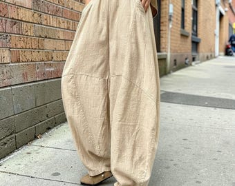 Cotton Harem Baggy Pants : Loose Fit Casual Comfortable Beach Festival Trousers