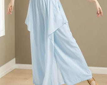 Flowy High Waist Pants Women: Loose Wide Leg Draped Casual Elegant Trousers