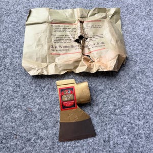 Cabeça de machado Wetterlings EX Gold Collared, 1,72 libras – S.A. Wetterlings Storvik, Suécia – Rara, nova, de estoque antigo – Saw Ex