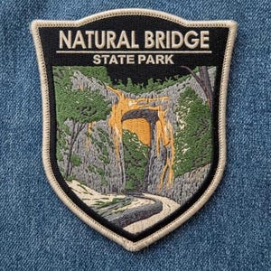 Natural Bridge State Park Embroidered Patch, Scenic Landscape Souvenir Badge, Nature Iron-on Patch, Outdoor Adventure Apparel Accessory