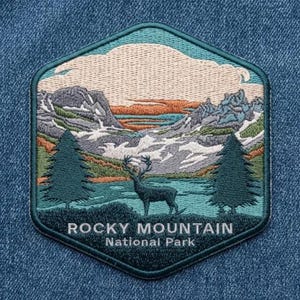 Rocky Mountain National Park Embroidered Patch, Colorado Travel Souvenir Badge, Wildlife Mountain Iron-on Patch, Outdoor Adventure Apparel