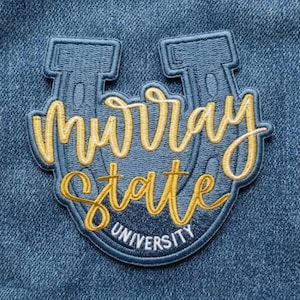 Murray State University Embroidered Patch, Collegiate Horseshoe Iron-on Badge, Racers College Souvenir, Apparel Accessory