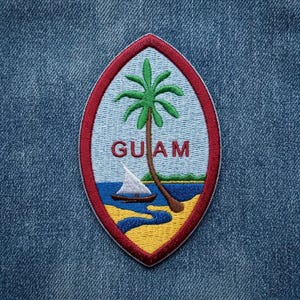 Guam Seal Embroidered Patch, Tropical Island Flag Iron-on Badge, Pacific Territory Souvenir, Travel Apparel Accessory