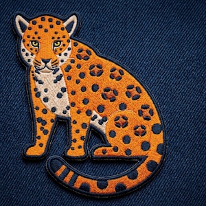 Leopard Cheetah Big Cat Embroidered Patch Wild Animal Iron On Applique