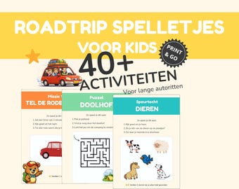 Roadtrip Spelletjes voor Kinderen | Autospelletjes | Vakantieactiviteiten | Afdrukbare pdf | Reisspelletjes 4-8 jaar